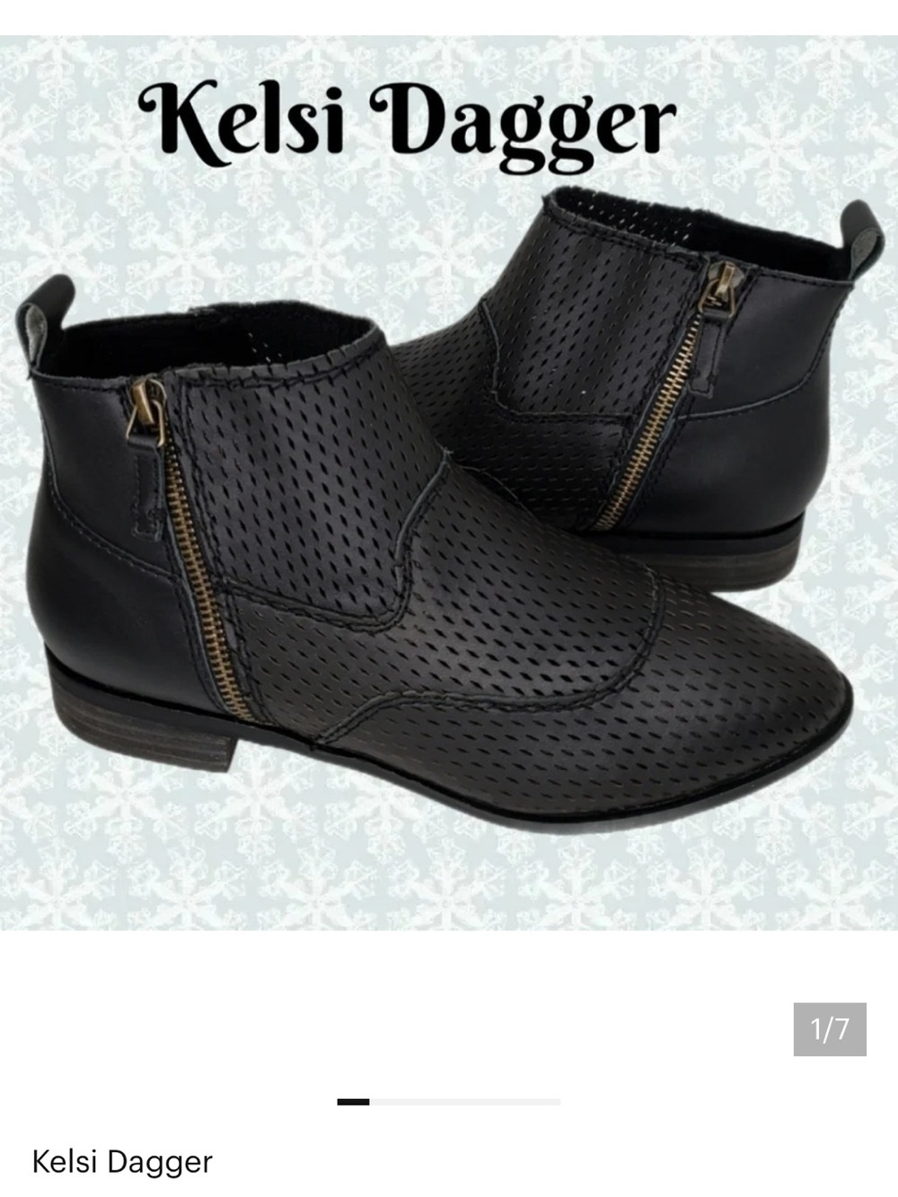 Kelsi Dagger Brooklyn Black Leather Cut Out Diamond Ankle Booties Sz 6